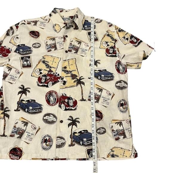 Vintage Big Dogs Linen All Over Print Button Down Shirt Small/Medium Travel Y2K - Picture 11 of 11